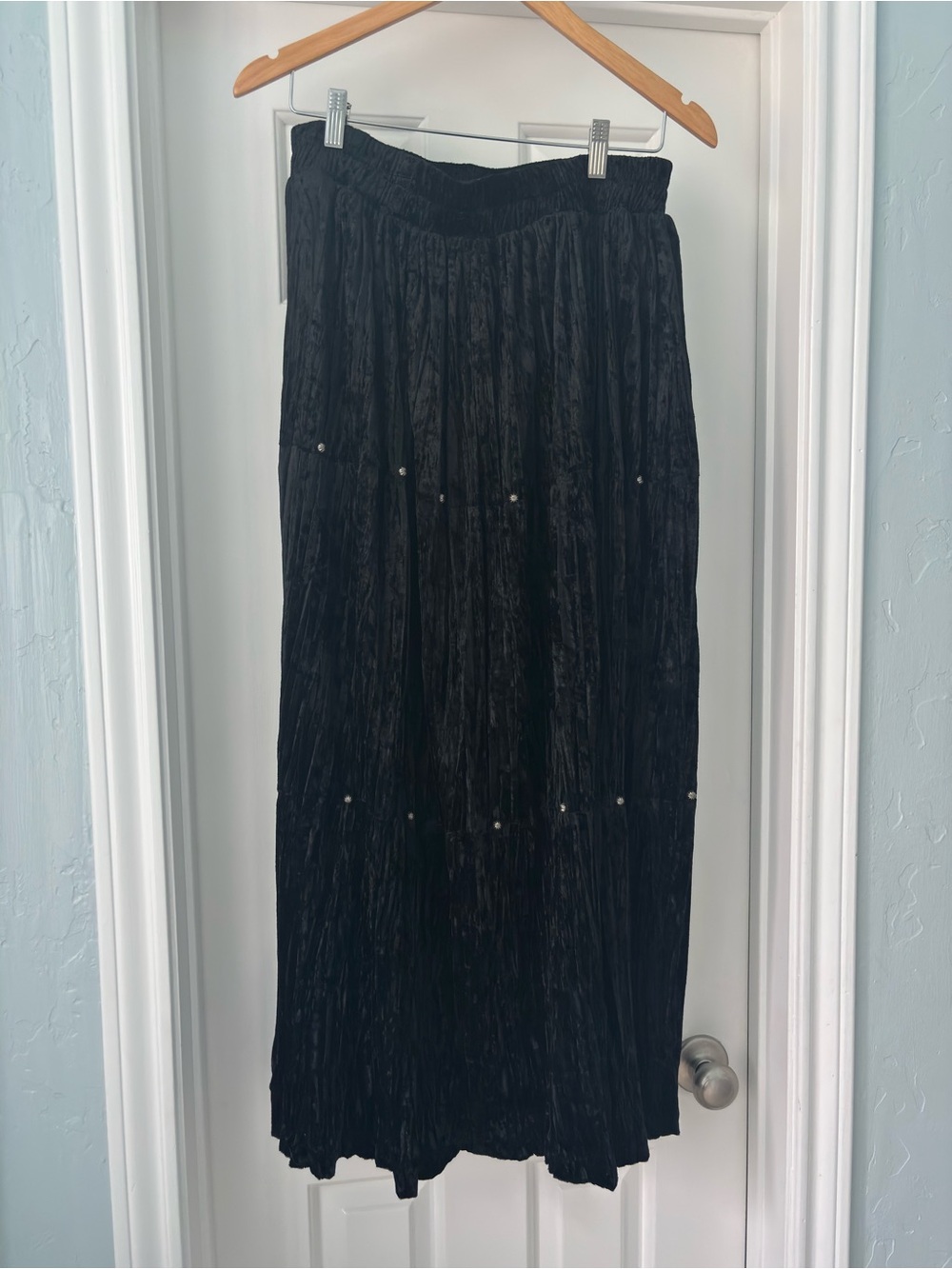 Vintage Stonebridge crushed velvet Maxi Skirt with Elastic Waist